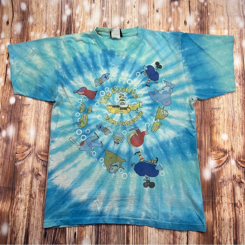 Vintage 2004 The Beatles Yellow Submarine Tie Dye Shirt Rock Band Tour